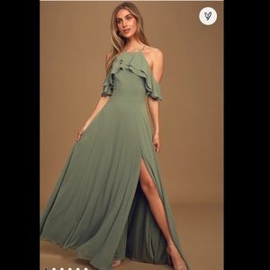 Sage/green bridesmaid formal chiffon dress